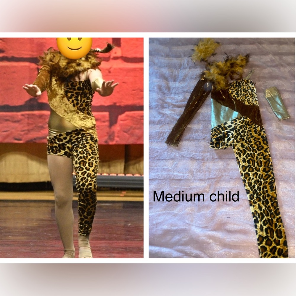 Leopard Print Kids Costume with Gold Accents
